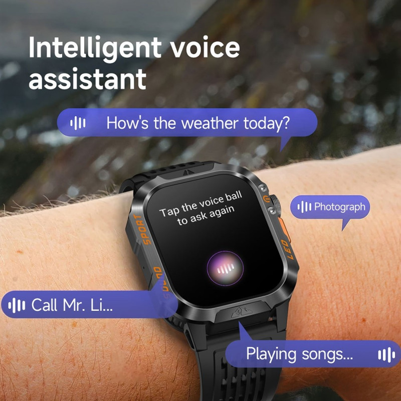 Bluetooth Smartwatch IPS 1200 mAh IP68 Vandtæt Lommelygte Opkaldstilstandsmåler