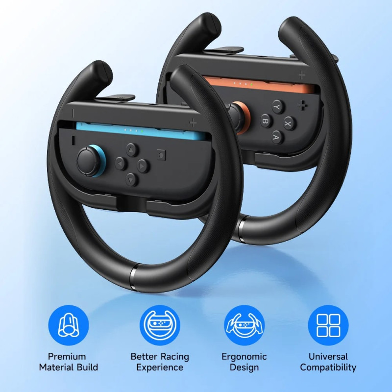 Yhteensopiva Nintendo Switch 2:n kanssa: Vasen/Oikea Joy-Con -ratti, Grip-ohjauspyörä
