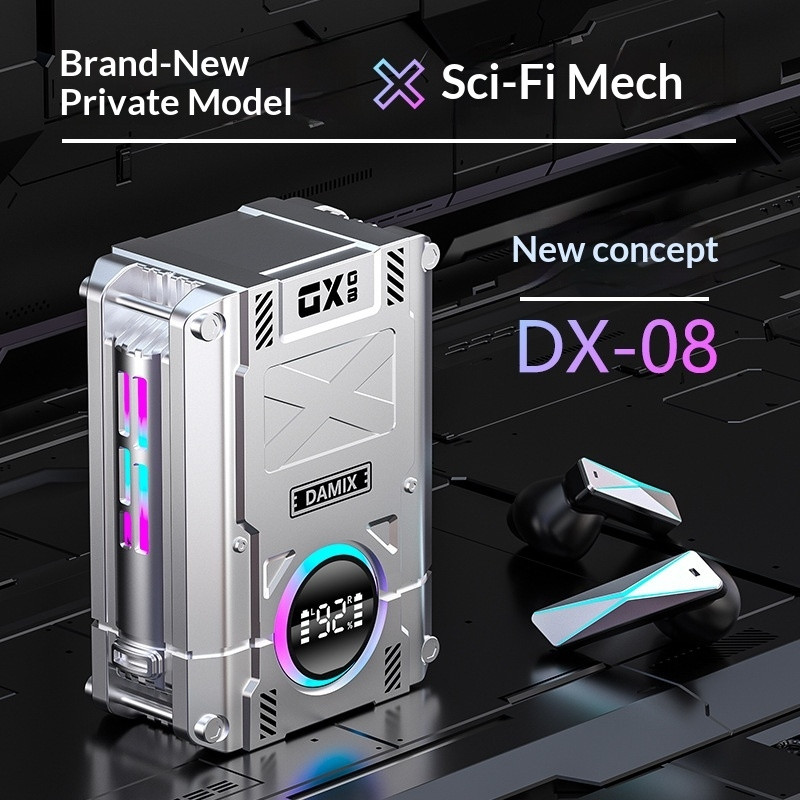 DX08 Langattomat Melunvaimennuskuulokkeet Mekaaniset TWS Bluetooth Pelaamiseen - Harmaa