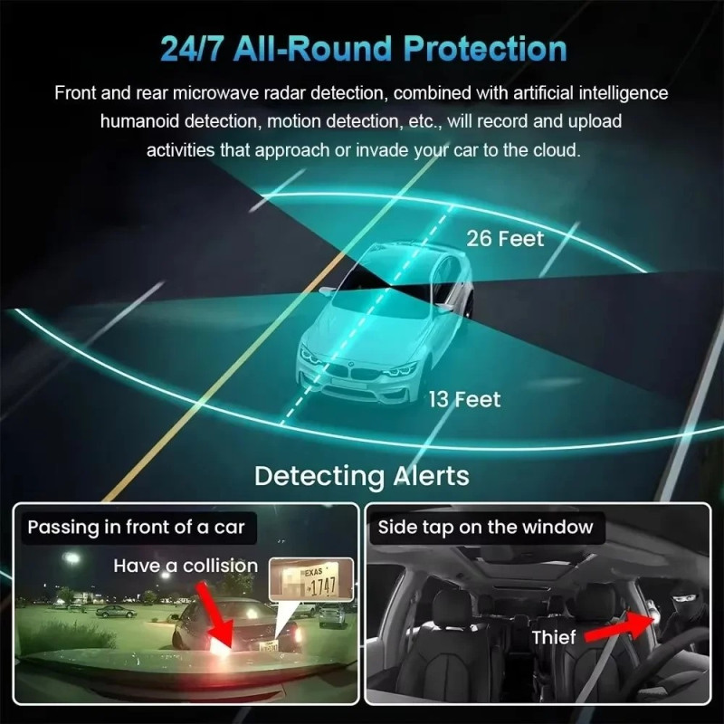 Dash Cam 4G WiFi Bilkamera Doble linser Nattsyn Parkeringsovervåking