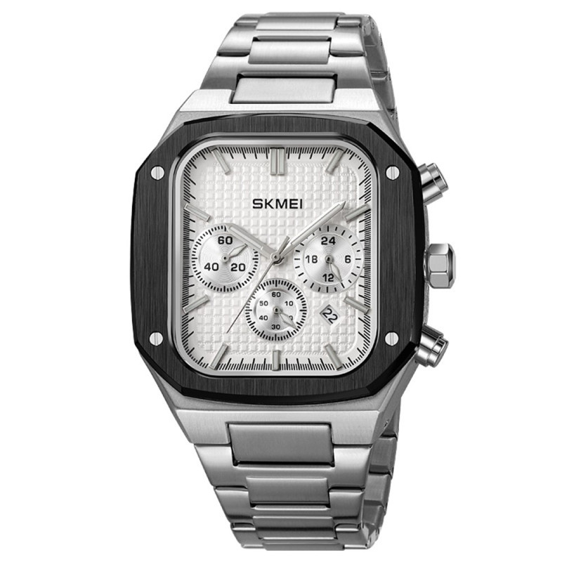 SKMEI Watch Business Quartz Watch Firkantet mote armbåndsur lysende - Sølv