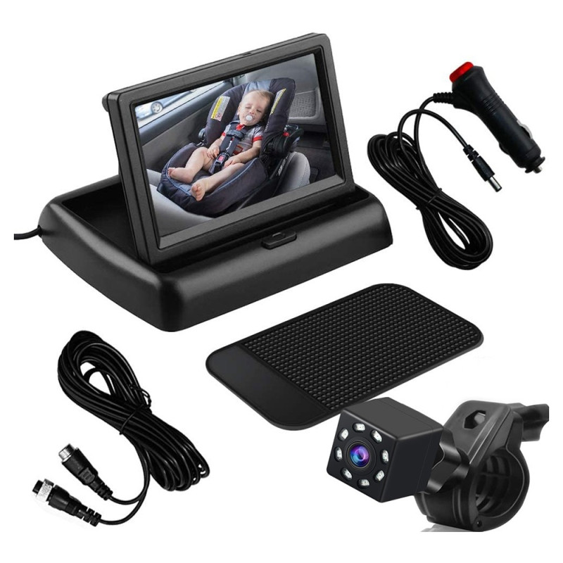 Rear View Camera Baby Monitor Car 4.3" HD 1080P Wide Angle Infrared Night Vision Camera