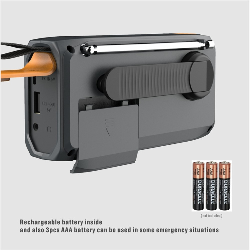 DAB radio for outdoor use speaker power bank solar-powered hand crank emergency radio
