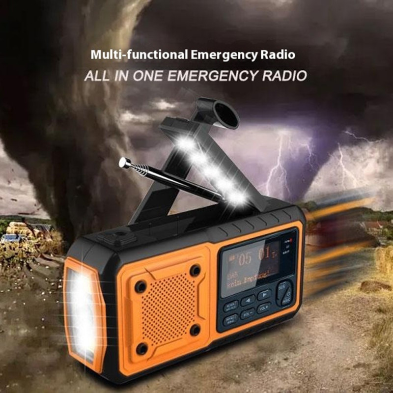 Outdoor Emergency Radio Hand Crank Solar Powered with Powerbank DAB/FM Radio with Reading Light