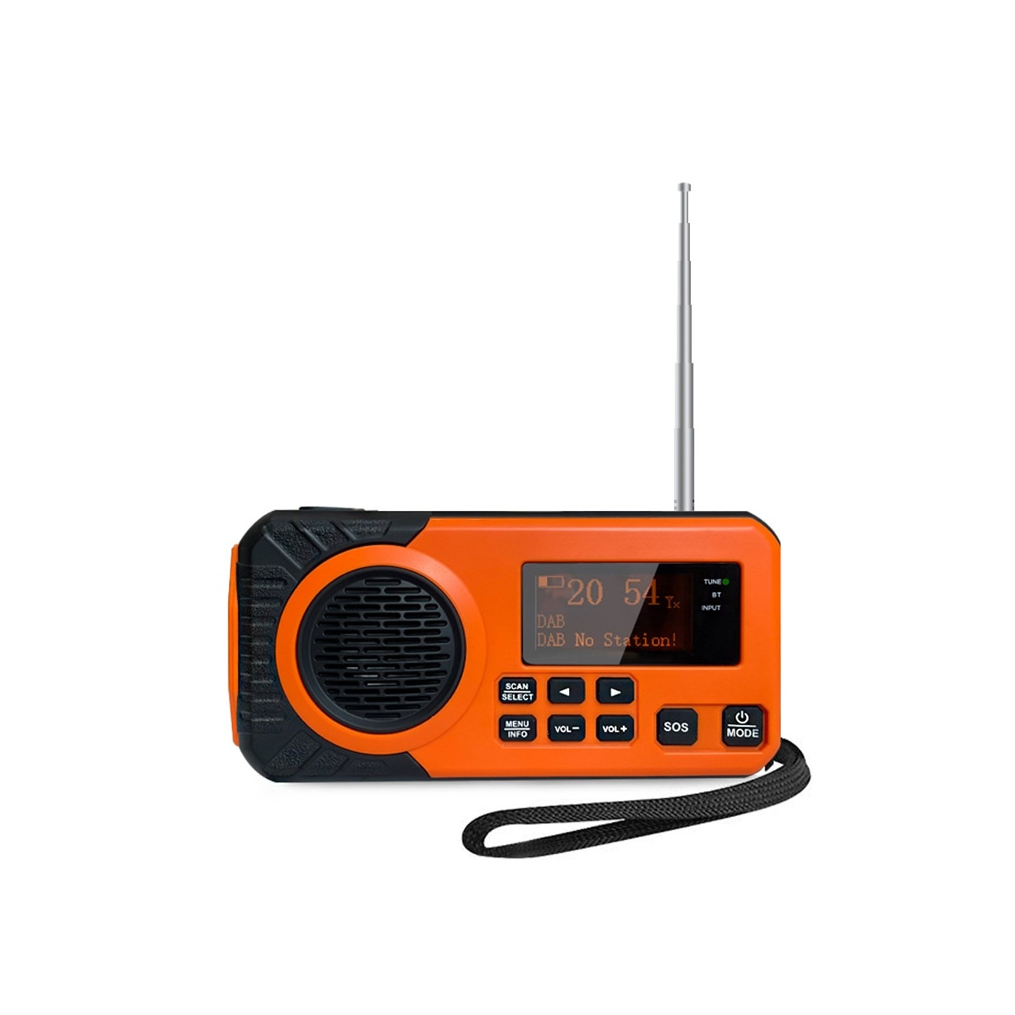 Nødradio DAB/FM 5000mAh powerbank oplader solcelle håndsving SOS alarm lommelygte