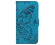 För Samsung Galaxy S24 FE Fodral Ställ Plånboksfodral Fjärilsmönster - Blå