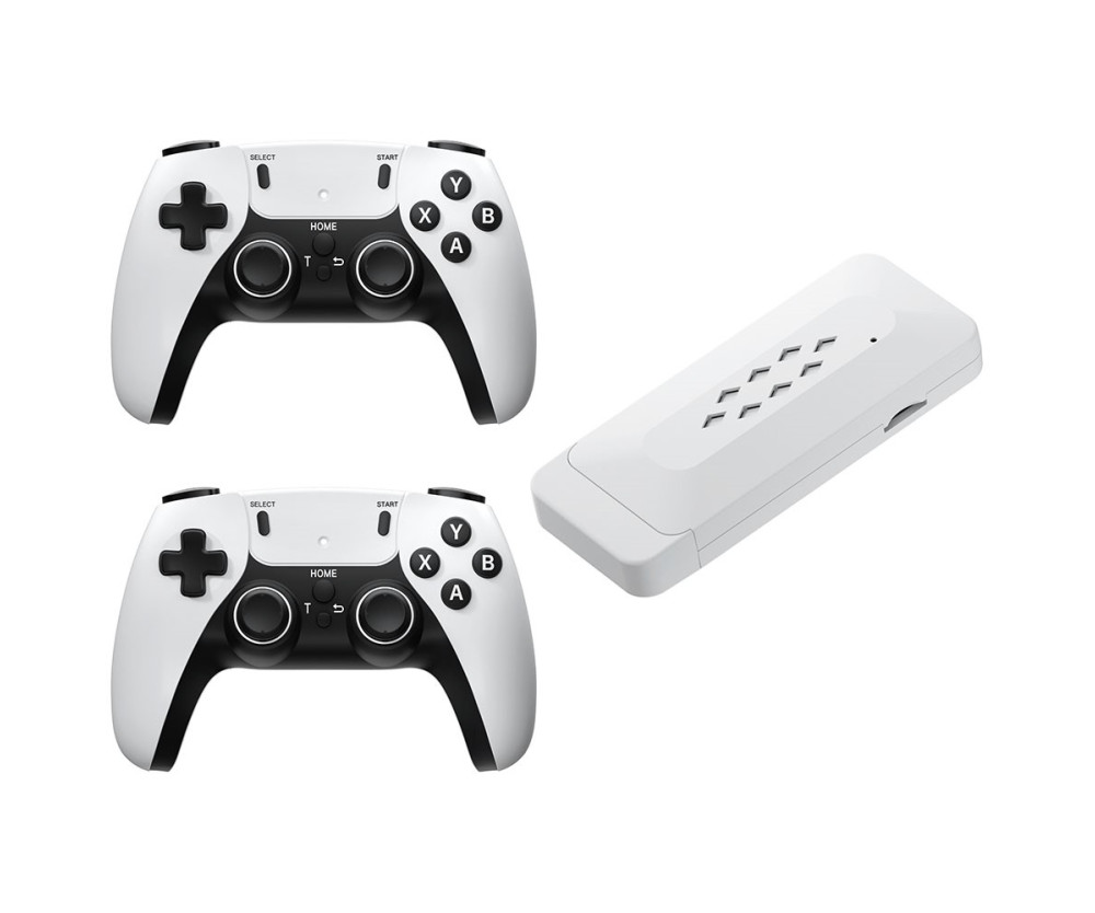 Game Stick 4K dubbla 2,4G trådlösa spelkontroller med 128G 30000+ spel för TV