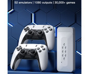 Game Stick 4K dubbla 2,4G trådlösa spelkontroller med 128G 30000+ spel för TV