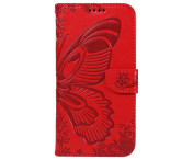 För Samsung Galaxy S24 FE Fodral Ställ Plånboksfodral Fjärilsmönster - Röd