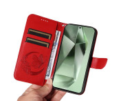 För Samsung Galaxy S24 FE Fodral Ställ Plånboksfodral Fjärilsmönster - Röd