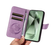 För Samsung Galaxy S24 FE Fodral Ställ Plånboksfodral Fjärilsmönster - Lila