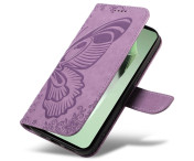 För Samsung Galaxy S24 FE Fodral Ställ Plånboksfodral Fjärilsmönster - Lila