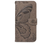 För Samsung Galaxy S24 FE Fodral Ställ Plånboksfodral Fjärilsmönster - Grå