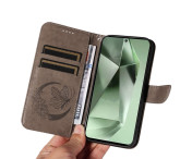 För Samsung Galaxy S24 FE Fodral Ställ Plånboksfodral Fjärilsmönster - Grå