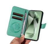 För Samsung Galaxy S24 FE Fodral Ställ Plånboksfodral Fjärilsmönster - Grön