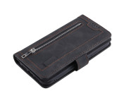 För Samsung Galaxy S24 FE Fodral med Dragkedja och 9 Kortplatser i PU-läder – Svart