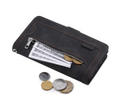 För Samsung Galaxy S24 FE Fodral med Dragkedja och 9 Kortplatser i PU-läder – Svart