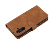 För Samsung Galaxy S24 FE Fodral med Dragkedja och 9 Kortplatser – Brun