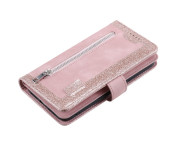 För Samsung Galaxy S24 FE Fodral med Dragkedja och 9 Kortplatser – RoseGold