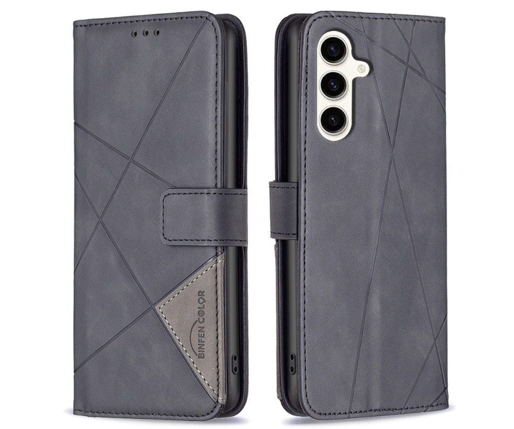 BINFEN COLOR För Samsung Galaxy S24 FE Stötsäkert Plånboksfodral – Svart