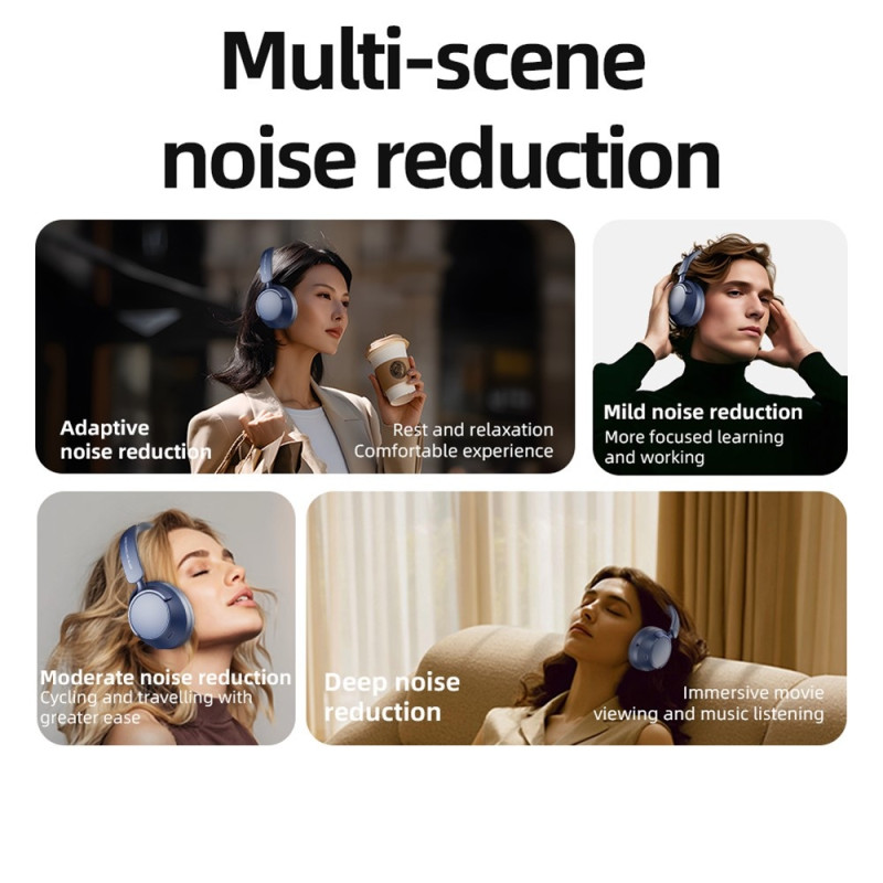 Wireless PC Gaming Headset Noise Cancelling Over-Ear Bluetooth Headphones - Black