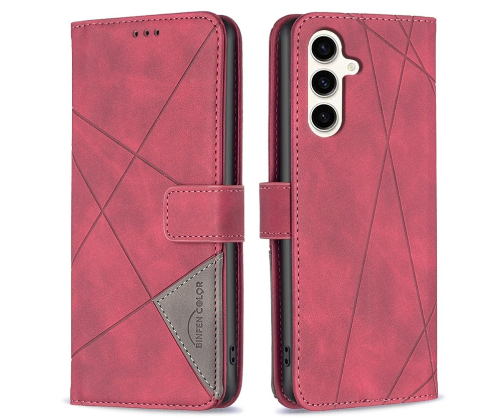 BINFEN COLOR För Samsung Galaxy S24 FE Stötsäkert Plånboksfodral – Röd