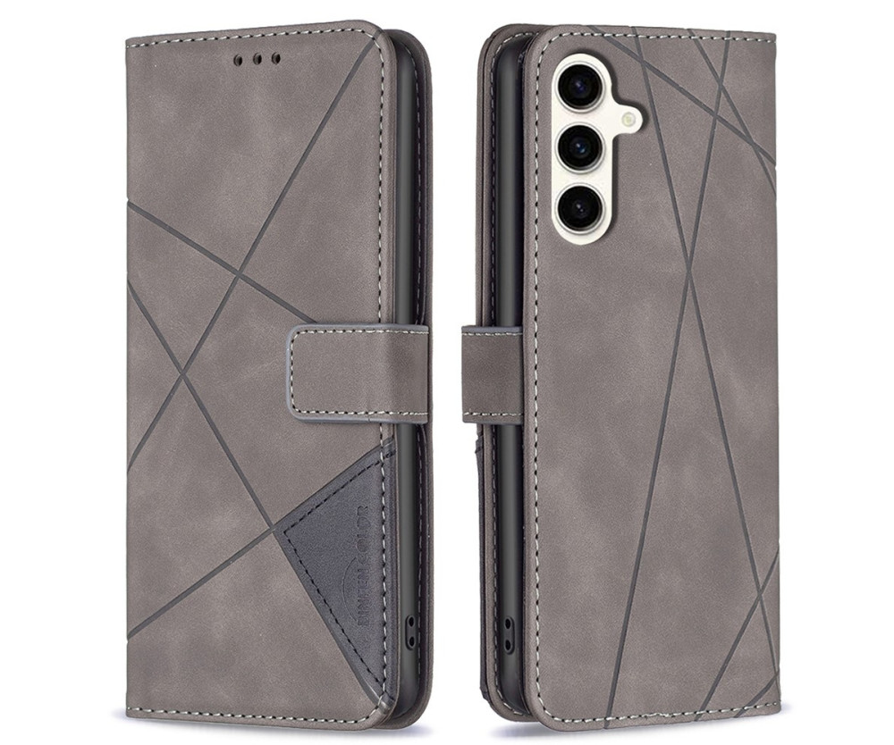 BINFEN COLOR För Samsung Galaxy S24 FE Stötsäkert Plånboksfodral – Grå