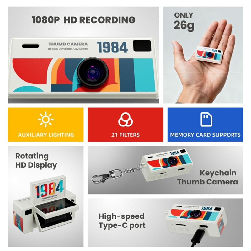 Kamera Digitalkamera 0,96 tommers minikamera 1080P HD-videokamera Lommelykt
