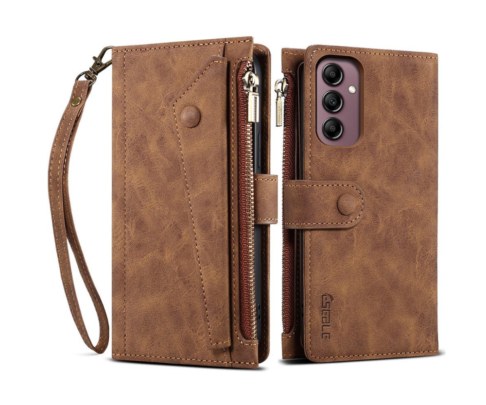 ESEBLE Star Series För Samsung Galaxy S24 FE Fodral med Dragkedjeficka - Brun