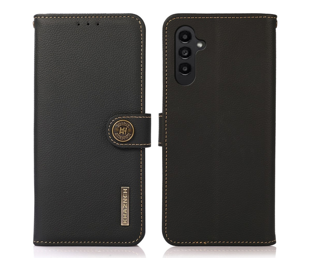KHAZNEH För Samsung Galaxy S24 FE Fodral i Äkta Koskinn - Svart