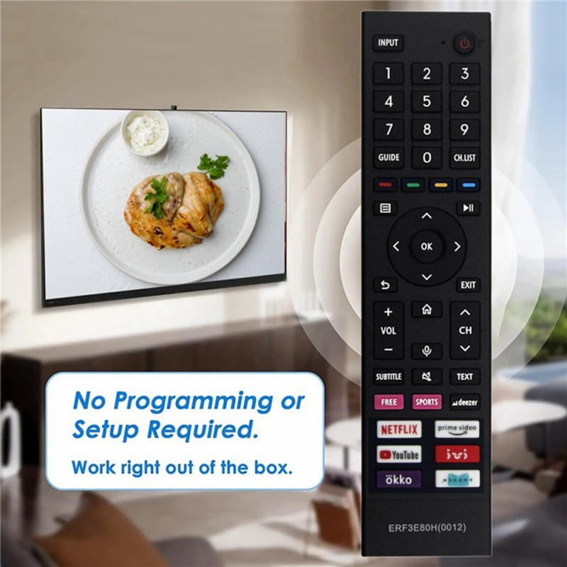 Fjernkontroll erstatning ERF3E80H for Hisense TV (støtter ikke talefunksjon)