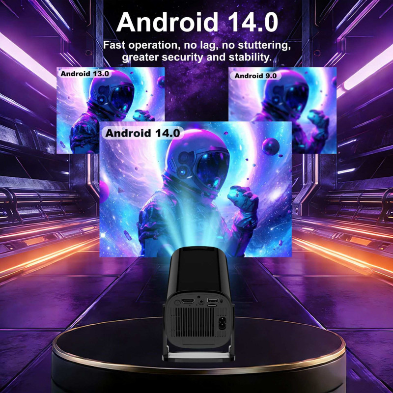Projektori Kotiteatteri Videoprojektori 120 ANSI Android 14 WiFi / Bluetooth 1+8 Gt