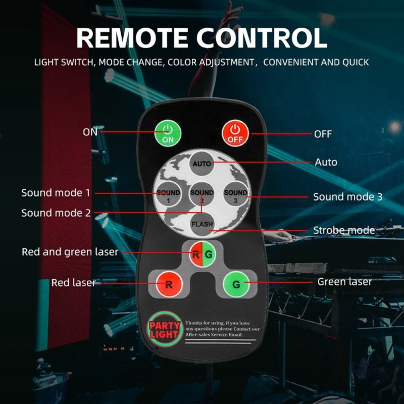 Laser Projection Lamp Red Green Dual Color Rotating Remote Sound Control