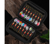 16 st 3g metall spinner bete Fiskedrag drag med förvaringsväska - C