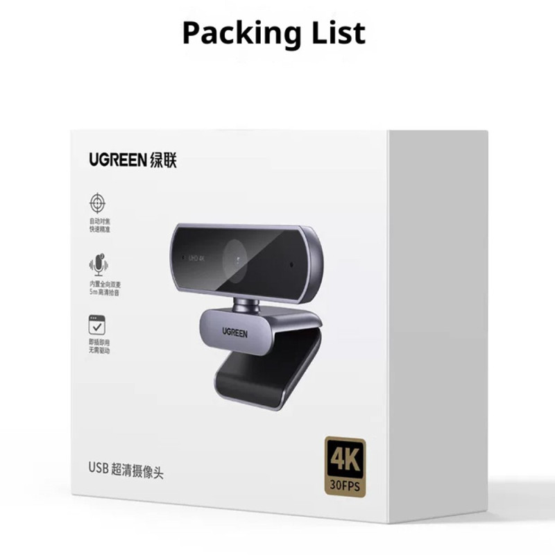 Webcam PC Laptop Kamera USB 2.0 4K HD Webcam 8MP Dobbelt Mikrofon Autofokus