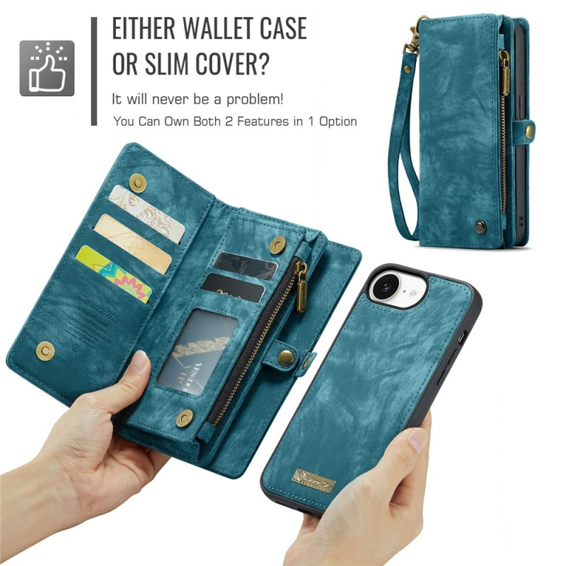 CASEME For iPhone 17e and iPhone 16e Detachable Wallet Phone Case with Strap 