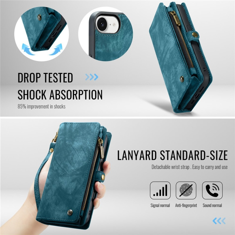 CASEME For iPhone 17e and iPhone 16e Detachable Wallet Phone Case with Strap 