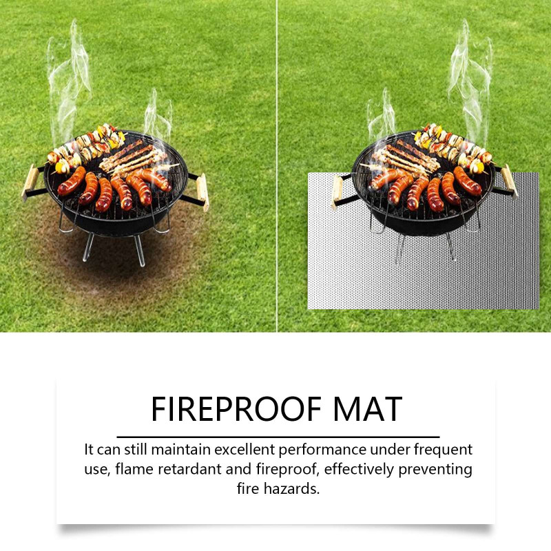 152*99 cm grillmatte brannsikker terrasse vanntett beskyttelsesmatte for grilling