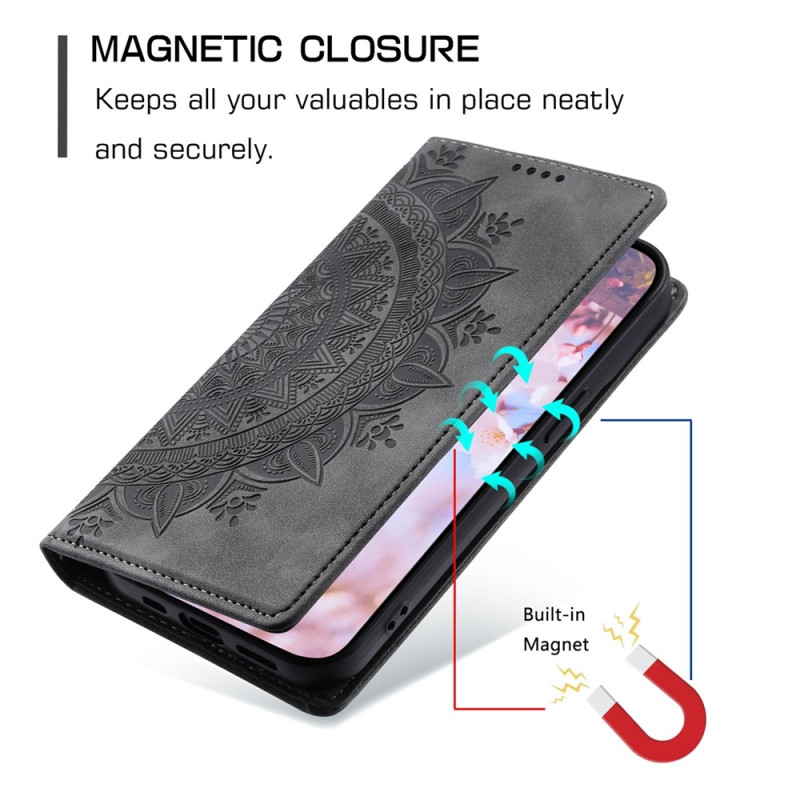 Til Samsung Galaxy A57 5G cover med magnetisk lukning med præget mønster