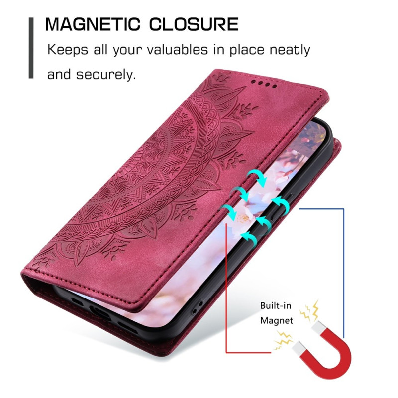 For Samsung Galaxy A57 5G deksel med magnetisk lukking med preget mønster