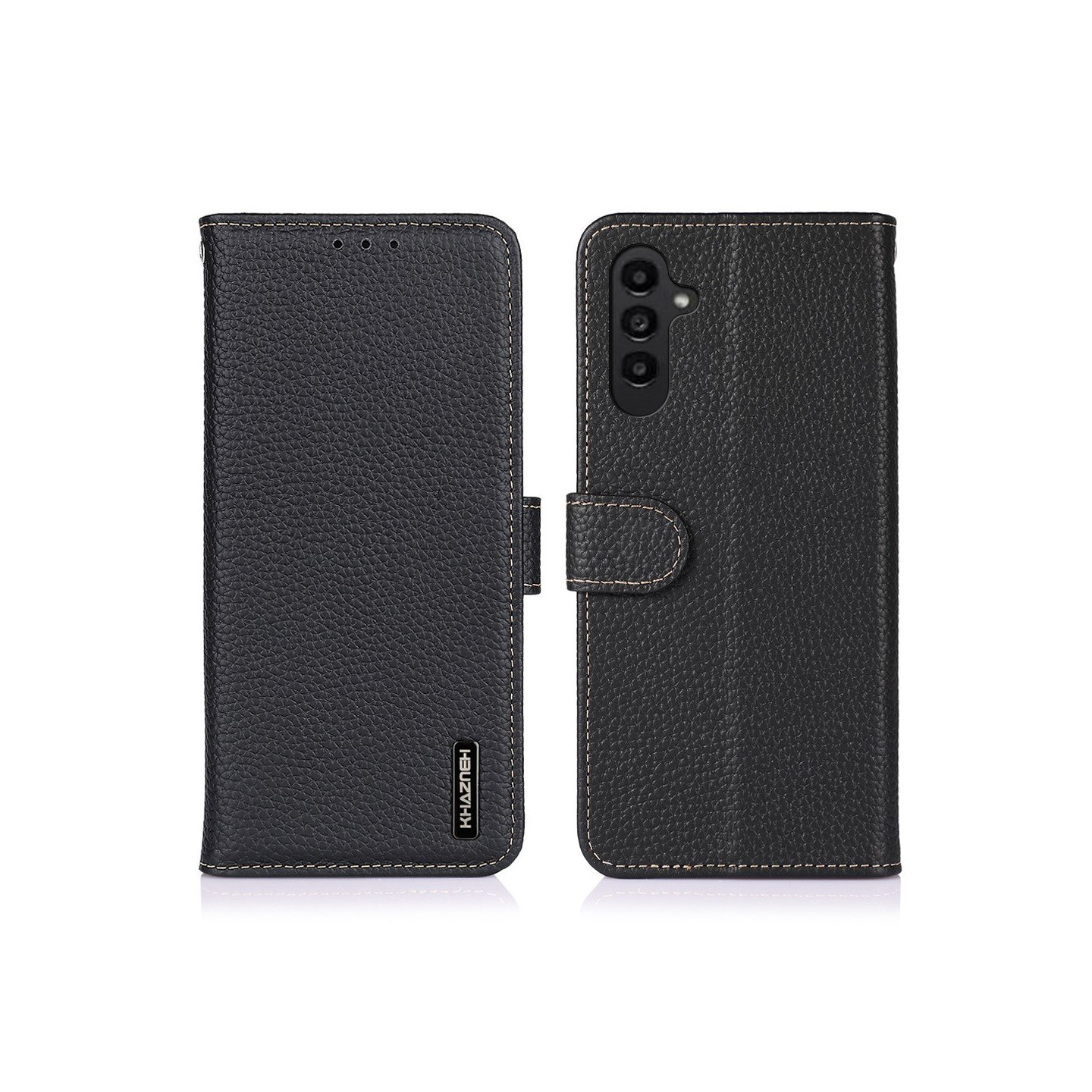KHAZNEH For Samsung Galaxy A57 5G Case Genuine Cow Leather Flip Phone Cover