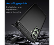 Samsung Galaxy S24 FE Karbon fiber Texture Skal - Svart