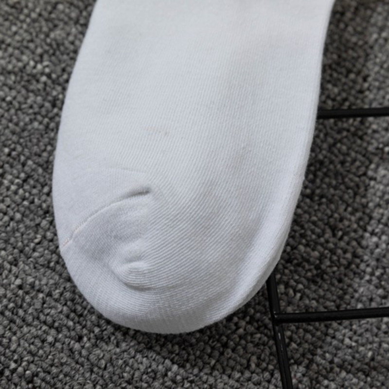 Morsomme sokker i bomull, hvite, 1 par, streetstyle-broderi på leggen - NO DRAMA PLEASE