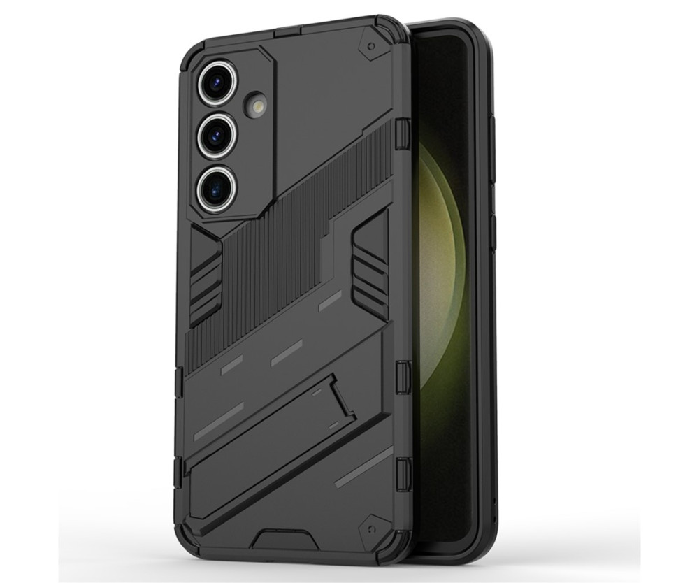 Till Samsung Galaxy S24 FE Kickstand Hybrid Hårt PC Mjukt TPU Telefonfodral - Svart