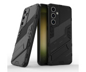 Till Samsung Galaxy S24 FE Kickstand Hybrid Hårt PC Mjukt TPU Telefonfodral - Svart