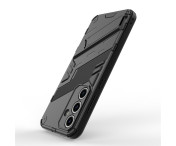 Till Samsung Galaxy S24 FE Kickstand Hybrid Hårt PC Mjukt TPU Telefonfodral - Svart