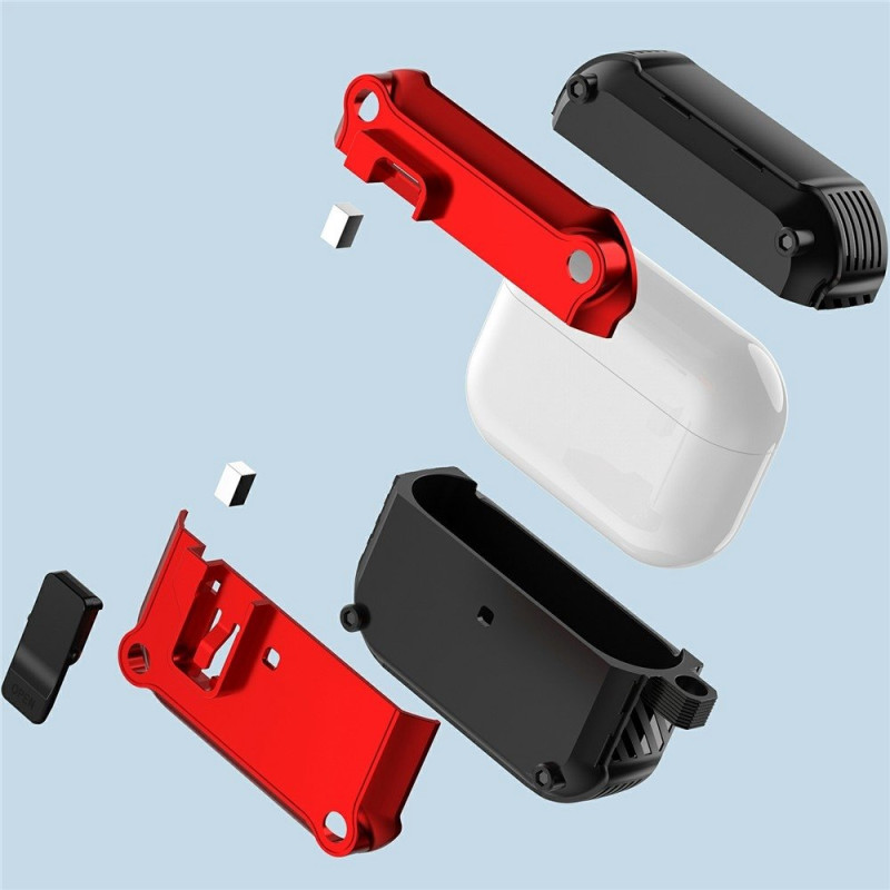 Til AirPods Pro 3 beskyttelsesdeksel i TPU + PC-skall med krok / karabinkrok - Hvit