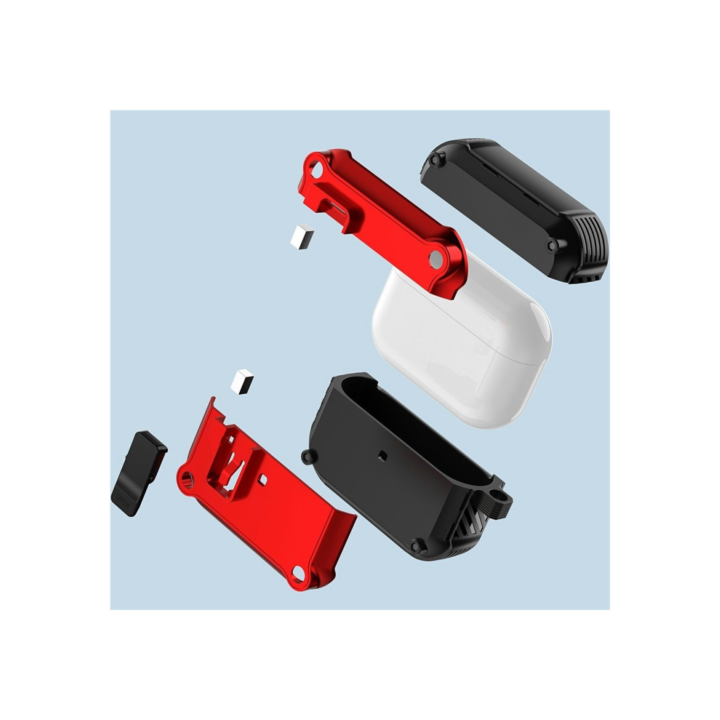 Til AirPods Pro 3 beskyttelsesdeksel i TPU + PC-skall med krok / karabinkrok - Hvit