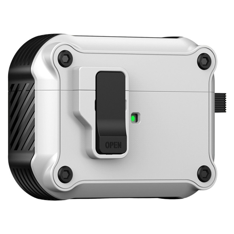 For AirPods Pro 3 Protective Case TPU + PC Shell with Hook / Carabiner - White