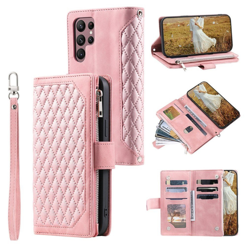 Samsung Galaxy S26 Ultra 5G Zipper Wallet Case Rhombus Stitching Line Puhelinsuojus